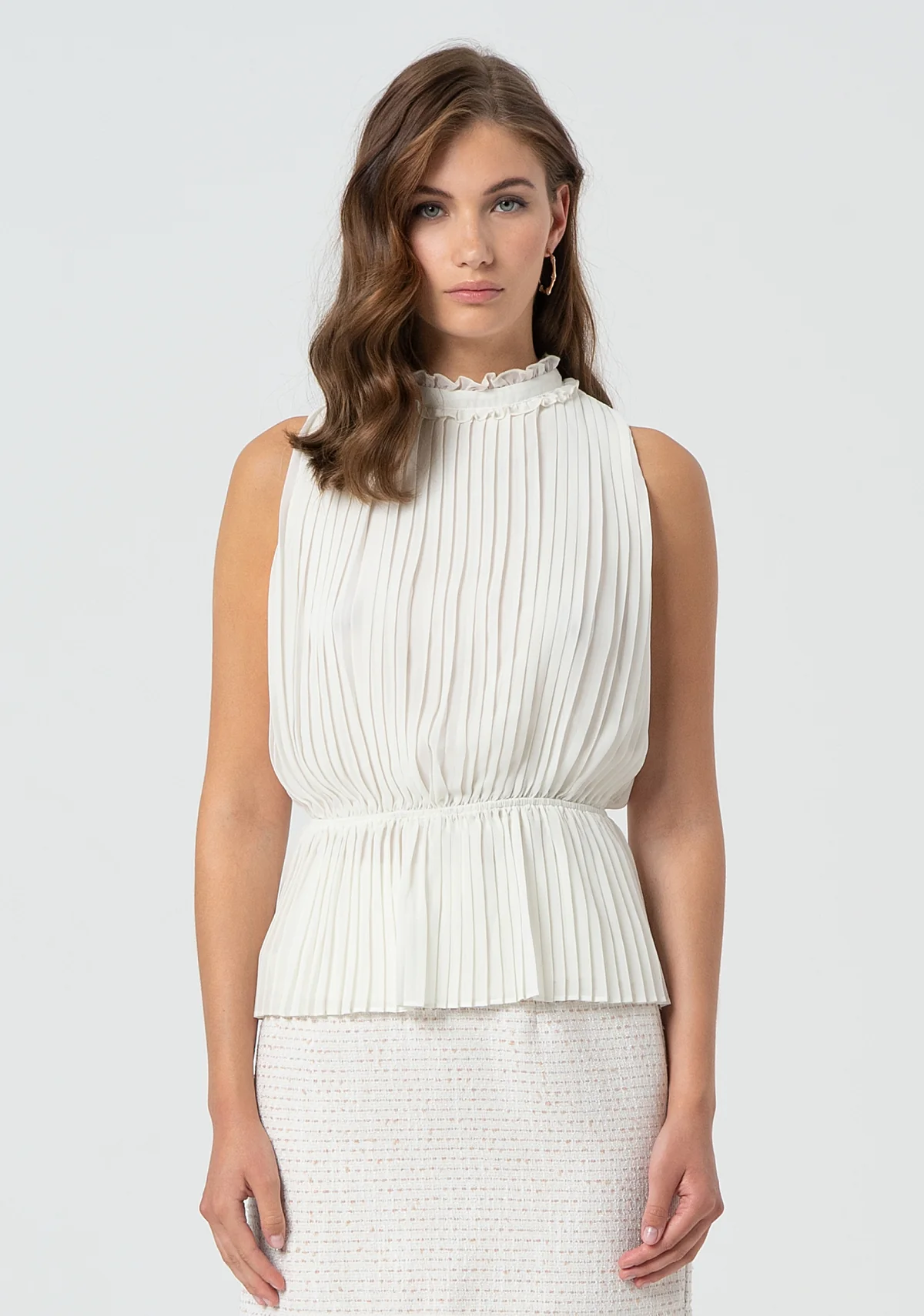 fracomina blusa folhos TOP BRANCO PLISSADO FRACOMINA - Image 1