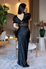 VESTIDO PRETO ACETINADO COM RENDA ANIYE BY - Image 3