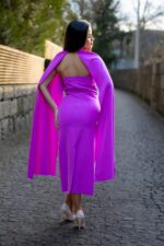 VESTIDO MIDI ROSA COM CAPA PONTO CHIC - Image 3