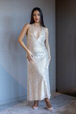 VESTIDO BEGE COM LANTEJOULAS ANIYE BY - Image 4