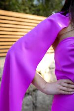 VESTIDO MIDI ROSA COM CAPA PONTO CHIC - Image 5