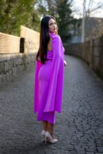 VESTIDO MIDI ROSA COM CAPA PONTO CHIC - Image 2