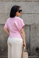 CARDIGAN ROSA DE MALHA MANGA CURTA PONTO CHIC - Image 3