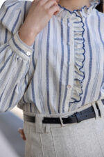 CAMISA ESTAMPA LISTRADA AZUL COM FOLHOS PONTO CHIC - Image 2