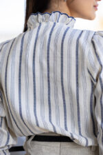 CAMISA ESTAMPA LISTRADA AZUL COM FOLHOS PONTO CHIC - Image 4