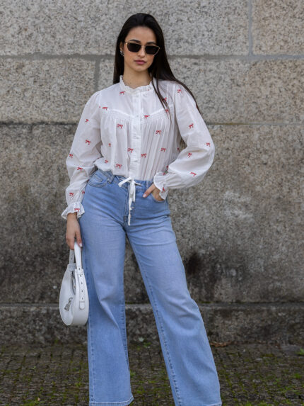 CALÇA WIDE LEG CLARA COM CORDÃO PONTO CHIC
