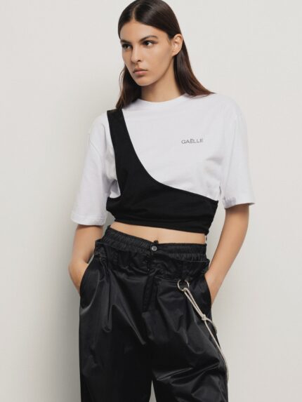 T-SHIRT BRANCA COM PRETO GAELLE PARIS