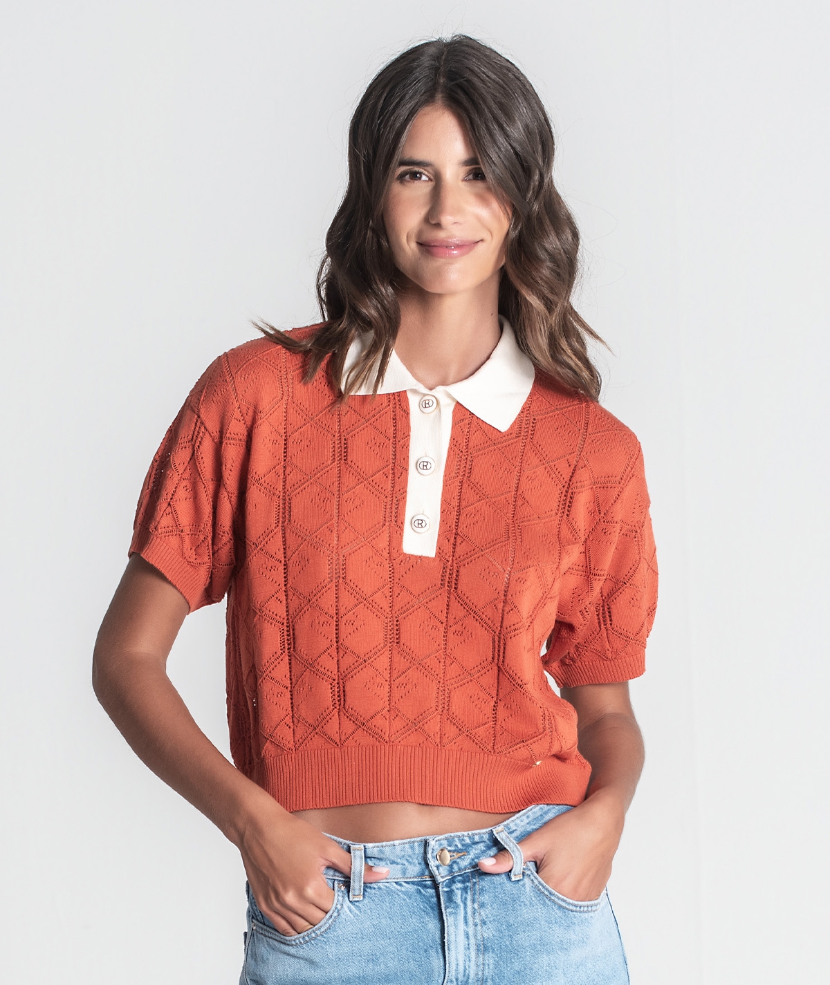 18615-large_default CAMISOLA POLO PERFURADA TELHA RUGA - Image 1