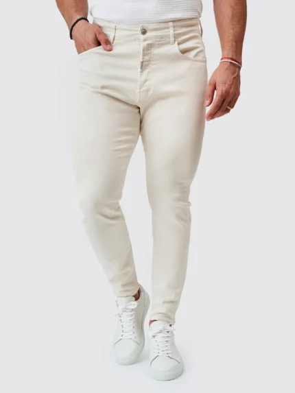 CALÇA SARJA RINGUE SLIM FIT BEGE CLARO ZOLF