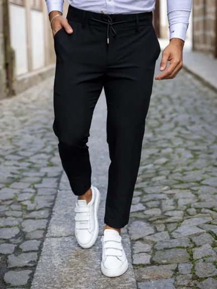 CALÇA COM CORDÃO SLIM FIT PRETA ZOLF