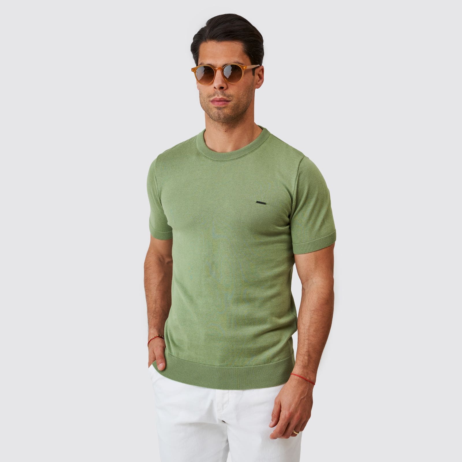 252503001-4 T-SHIRT DE MALHA TRICOT VERDE ZOLF - Image 1
