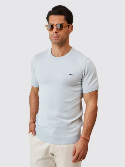 T-SHIRT DE MALHA TRICOT AZUL CLARO ZOLF