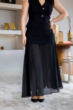 CONJUNTO PRETO COLETE E SAIA - Image 6