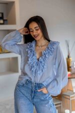 BLUSA AZUL COM FOLHO PONTO CHIC - Image 2