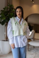 COLETE COM LAÇOS VERDE PONTO CHIC