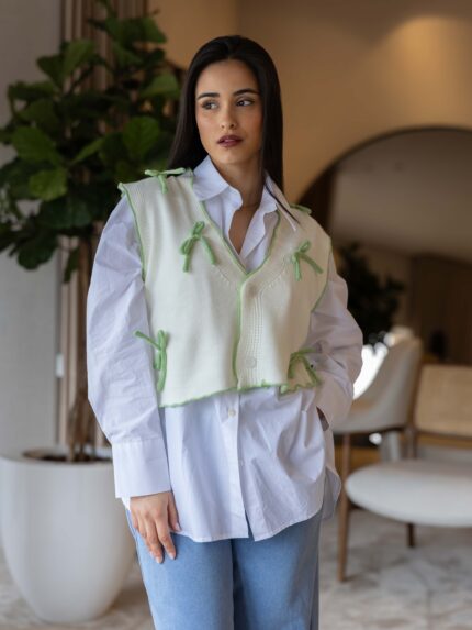 COLETE COM LAÇOS VERDE PONTO CHIC