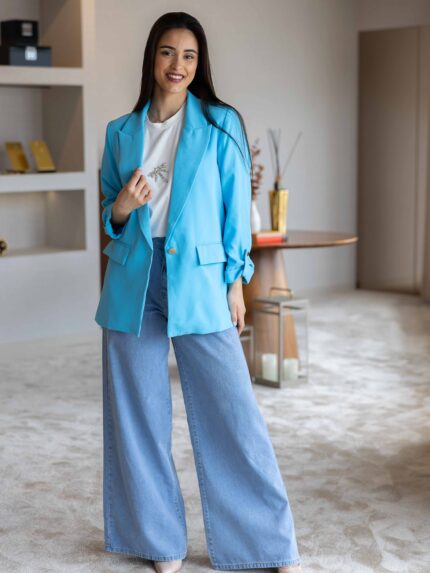 BLAZER AZUL BOTÃO DOURADO PONTO CHIC