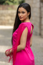 VESTIDO CURTO COM FRANJAS FUXIA PONTO CHIC - Image 3