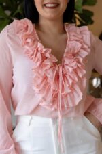 BLUSA ROSA COM FOLHO PONTO CHIC - Image 3