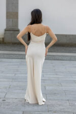 VESTIDO LONGO ACETINADO BEGE ELEH - Image 3
