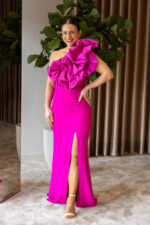 VESTIDO COMPRIDO COM FOLHO ROSA PONTO CHIC - Image 2