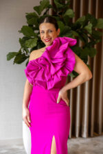 VESTIDO COMPRIDO COM FOLHO ROSA PONTO CHIC - Image 3