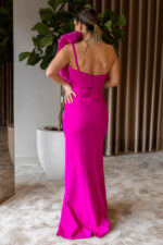 VESTIDO COMPRIDO COM FOLHO ROSA PONTO CHIC - Image 7