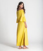 VESTIDO AMARELO SEM OMBROS RUGA - Image 2