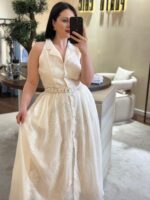 VESTIDO CAMISEIRO TECIDO BORDADO BRANCO PONTO CHIC - Image 4