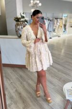 VESTIDO CRU TECIDO BORDADO JIJIL