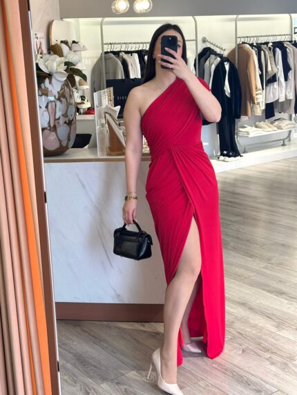 VESTIDO COMPRIDO VERMELHO PONTO CHIC