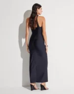 VESTIDO COMPRIDO PRETO ABERTURAS PEITO MVP - Image 3