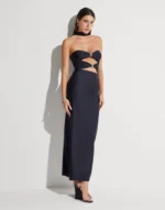 VESTIDO COMPRIDO PRETO ABERTURAS PEITO MVP