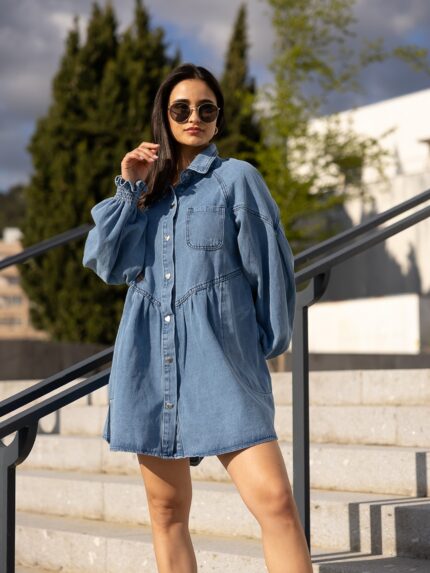 VESTIDO CAMISEIRO EM GANGA PONTO CHIC