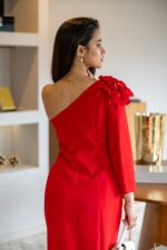 VESTIDO COMPRIDO VERMELHO COM APLICAÇÃO PONTO CHIC - Image 6