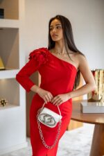 VESTIDO COMPRIDO VERMELHO COM APLICAÇÃO PONTO CHIC - Image 4