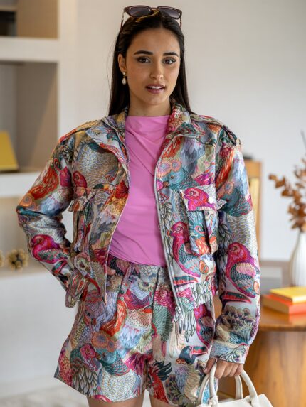 BOMBER ESTAMPA ABSTRATA PONTO CHIC