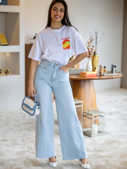 CALÇA GANGA CLARA WIDE LEG PONTO CHIC