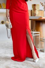 VESTIDO COMPRIDO VERMELHO COM APLICAÇÃO PONTO CHIC - Image 8