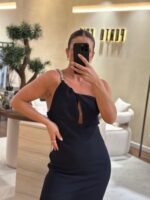 VESTIDO COMPRIDO AZUL COM APLICAÇÃO JIJIL - Image 3