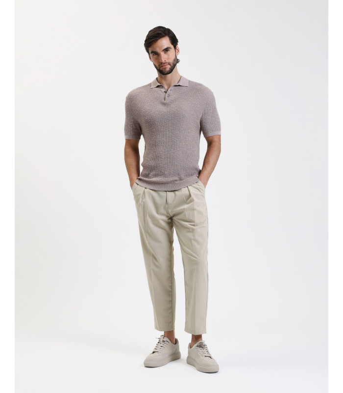 pantaloni-relaxed-fit-con-pinces CALÇA BEGE COM PREGAS GIANNI LUPO - Image 1