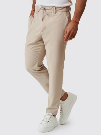 CALÇA COM CORDÃO SLIM FIT BEGE ZOLF