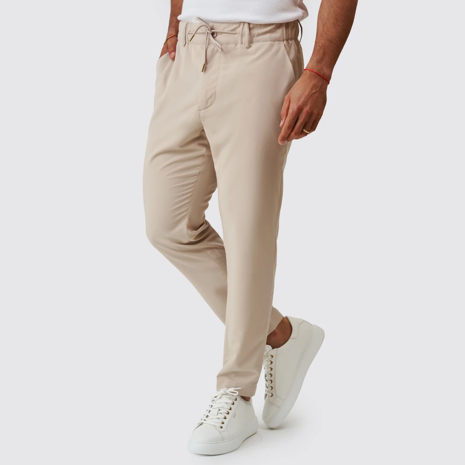 231709001-bege-1 CALÇA COM CORDÃO SLIM FIT BEGE ZOLF - Image 1