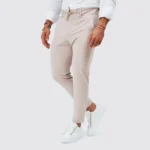 CALÇA COM CORDÃO SLIM FIT BEGE CLARO ZOLF