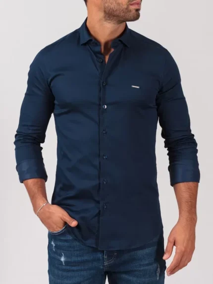 CAMISA GOLA ITALIANA AZUL MARINHO SLIM FIT ZOLF