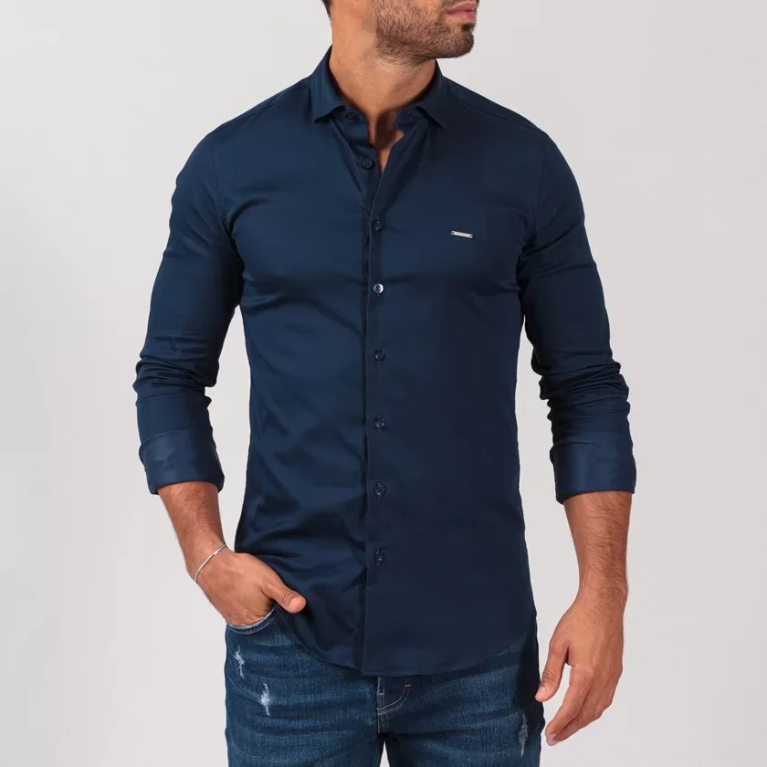 231903000_azul CAMISA GOLA ITALIANA AZUL MARINHO SLIM FIT ZOLF - Image 1