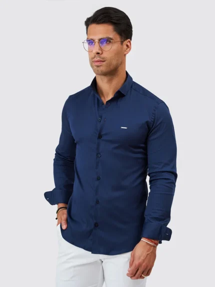 CAMISA GOLA ITALIANA SLIM FIT AZUL ROYAL ZOLF