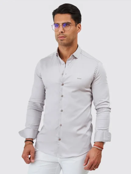 CAMISA GOLA ITALIANA SLIM FIT CINZA ZOLF