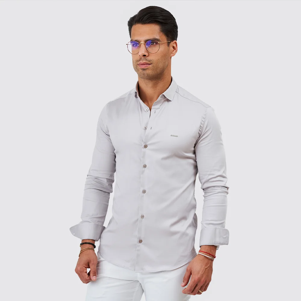 231903000_cinza_1 CAMISA GOLA ITALIANA SLIM FIT CINZA ZOLF - Image 1