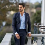 FATO AZUL COM QUADRADOS SLIM FIT ZOLF